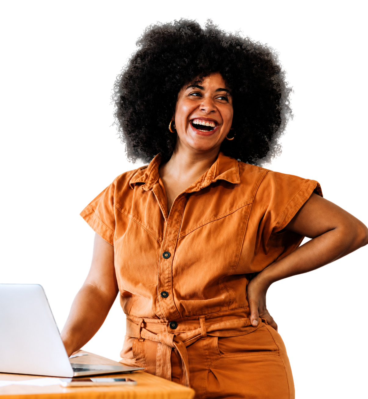 A small business owner working with her board