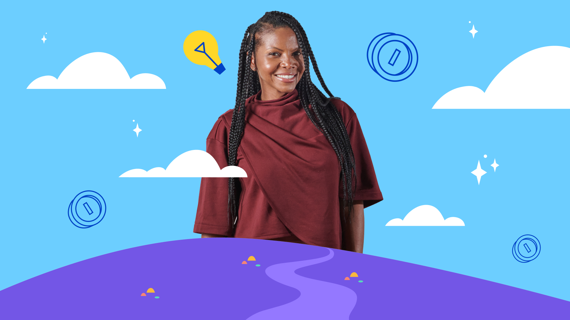 A Black female entrepreneur smiles proudly.