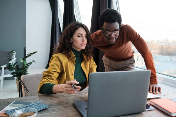 business team working on laptop